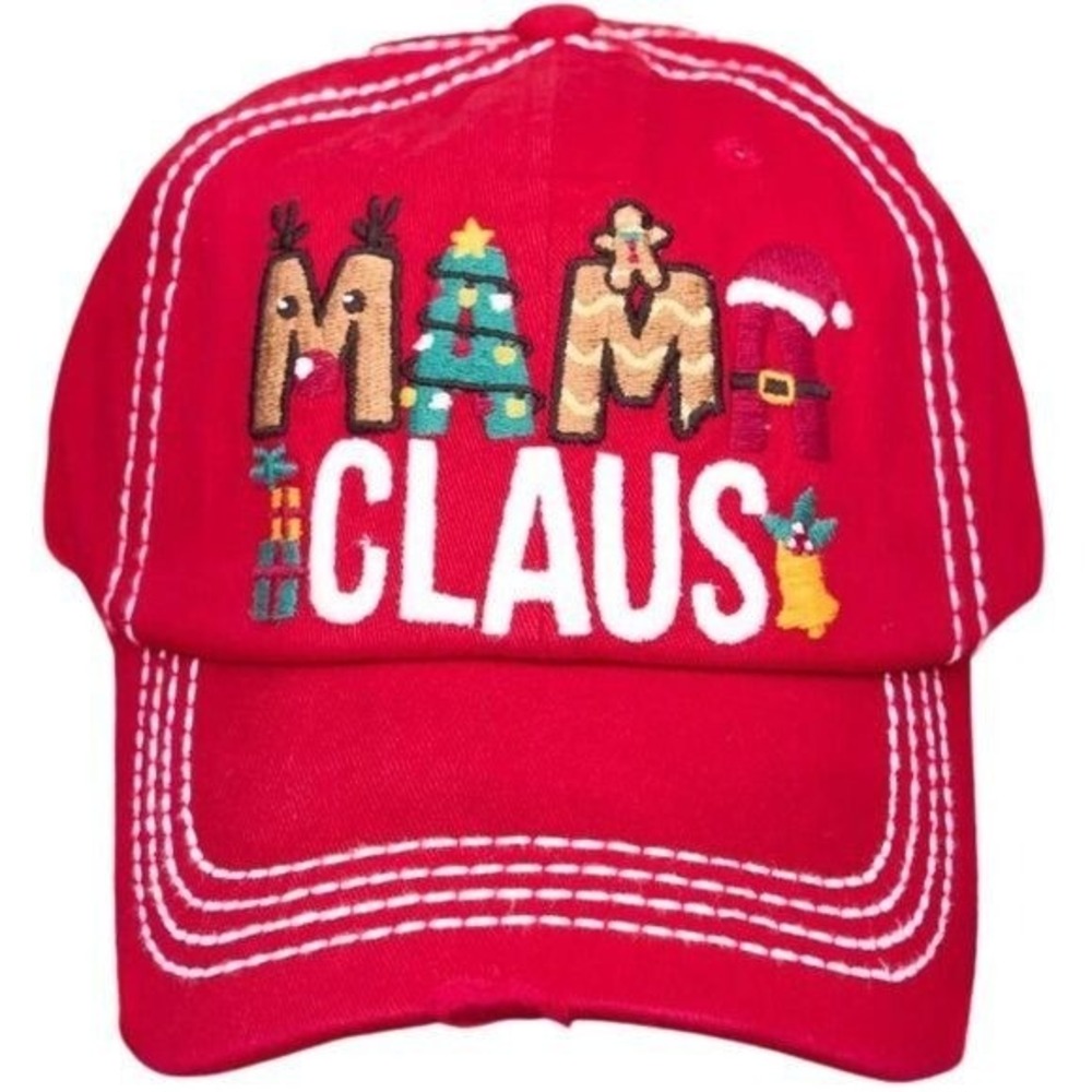 KBETHOS Red "Mama Claus" Christmas Holiday Distressed Baseball Cap NWT